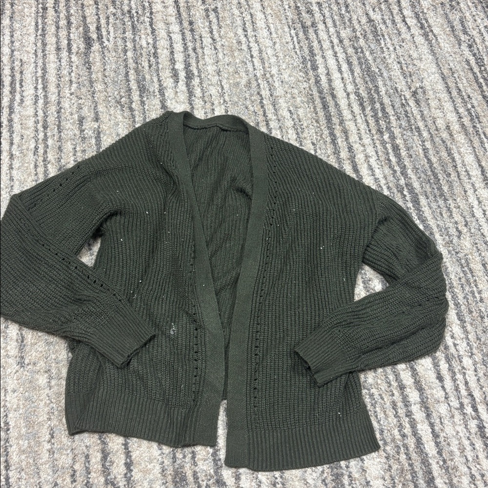 SHEIN Dark Green Open-Front Sweater